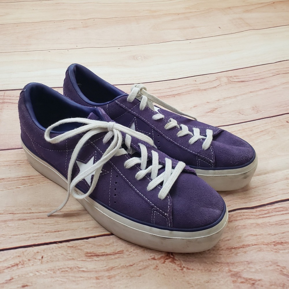 Converse One Star Platform Sneakers Womens 10.5 Purple Suede Low Top 563871C Z4